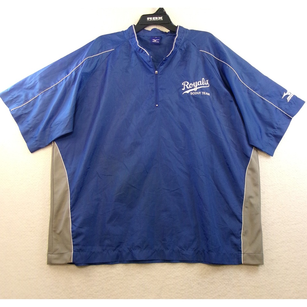 Mizuno Mens XL Windshirt Blue Royals Scout Team Quarter Zip Short Sleeve